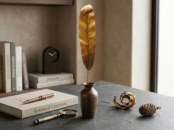 Yapay Tropikal Yaprak 85 cm - Kurutulmuş Görünümlü Dekoratif Uzun Yaprak