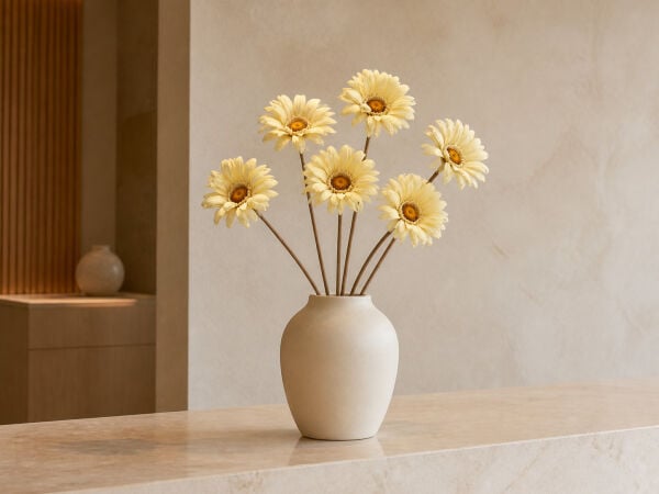 Yapay Gerbera Papatya 63 cm Krem
