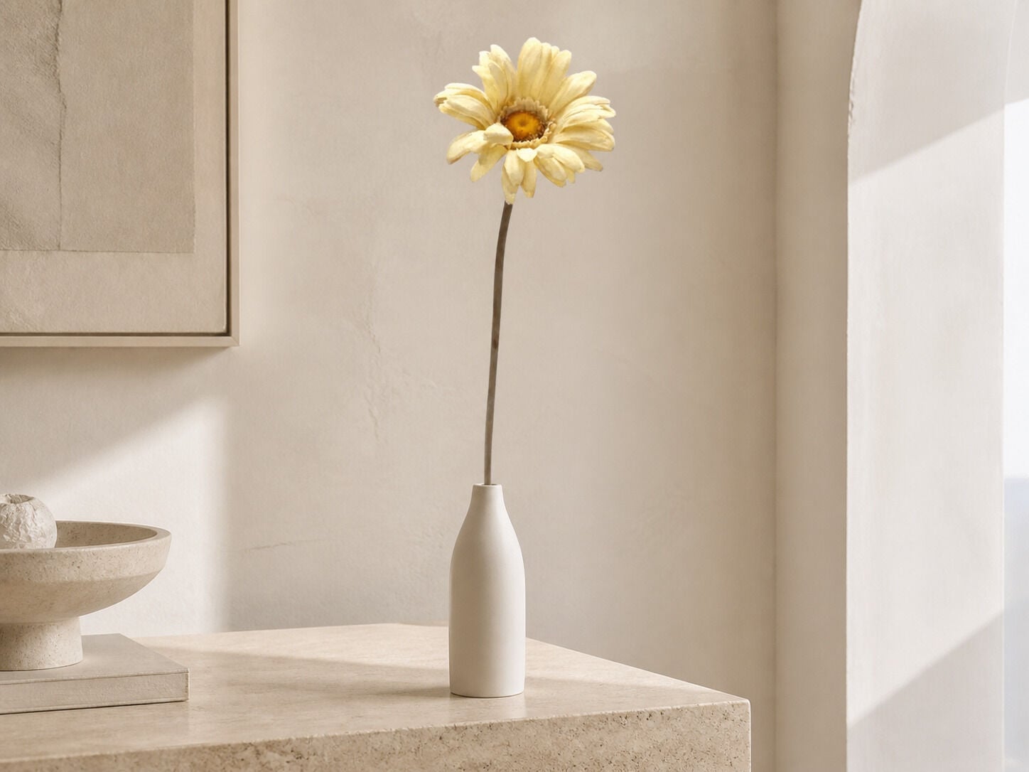 Yapay Gerbera Papatya 63 cm Krem