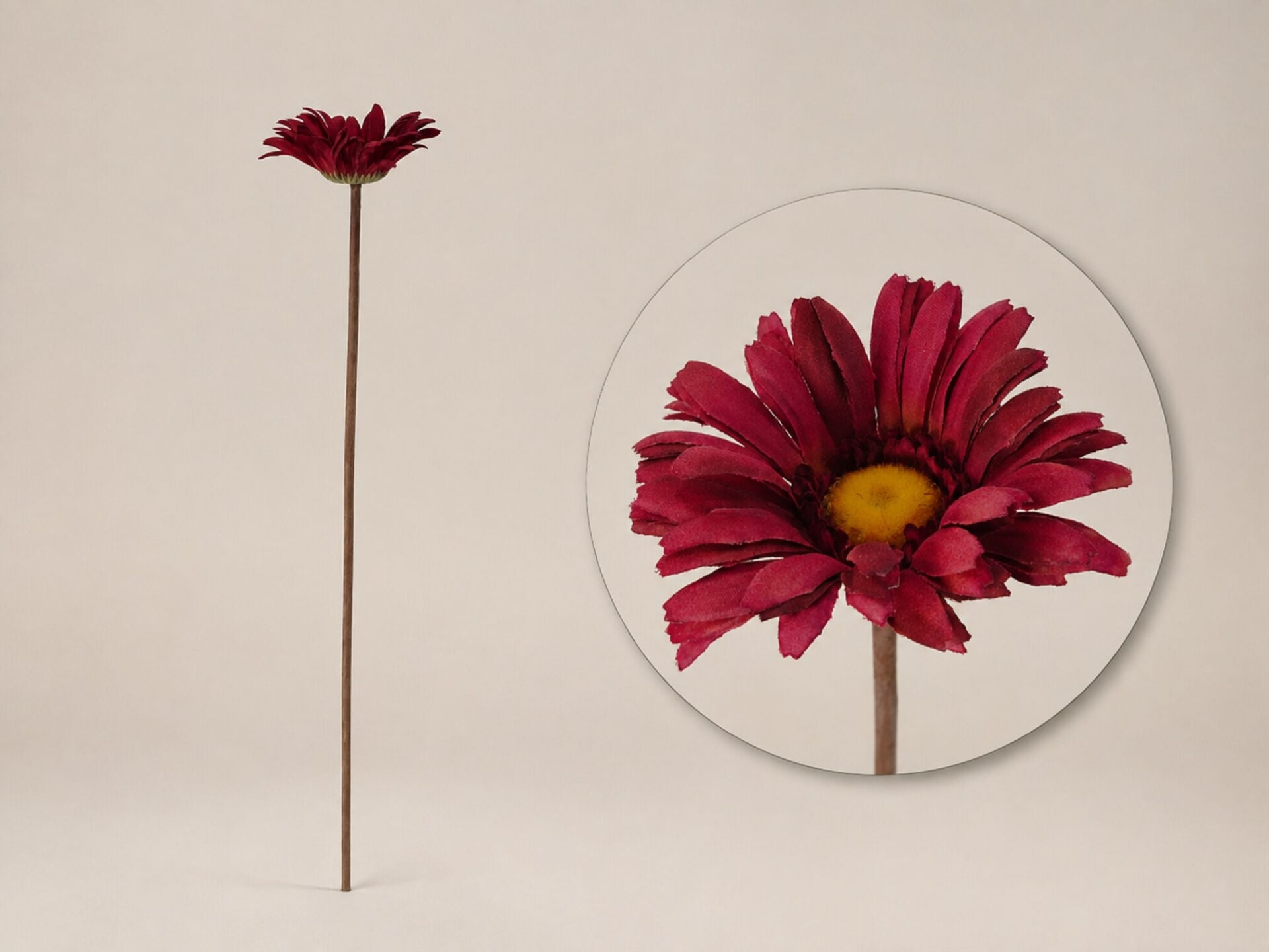 Yapay Gerbera Papatya 63 cm Bordo