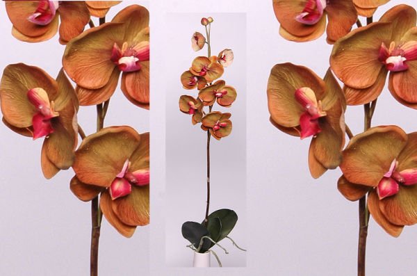 140 cm Phalaenopsis Yapay Orkide - Turuncu