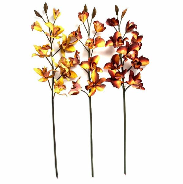 Yapay Çiçek Orkide Phalaenopsis 97cm Turuncu