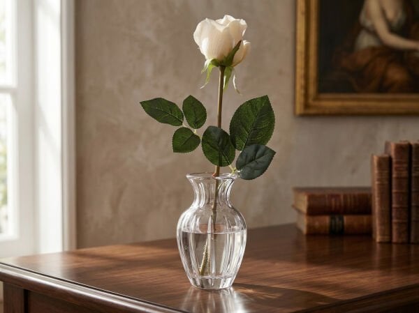 Yapay Beyaz Gül Tek Dal (72 cm)