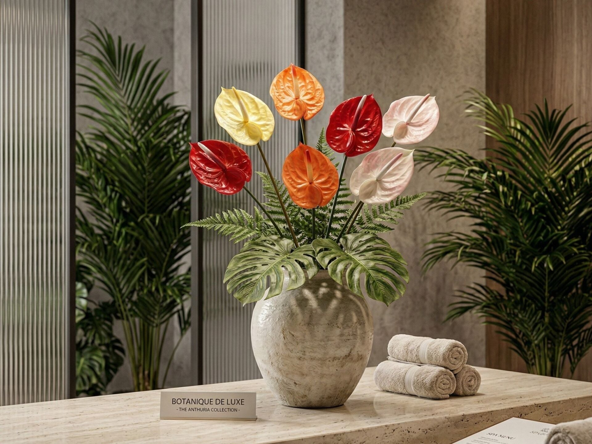 Beyaz Yapay Antoryum Çiçeği (Silikon, Yıkanabilir) - 60 cm