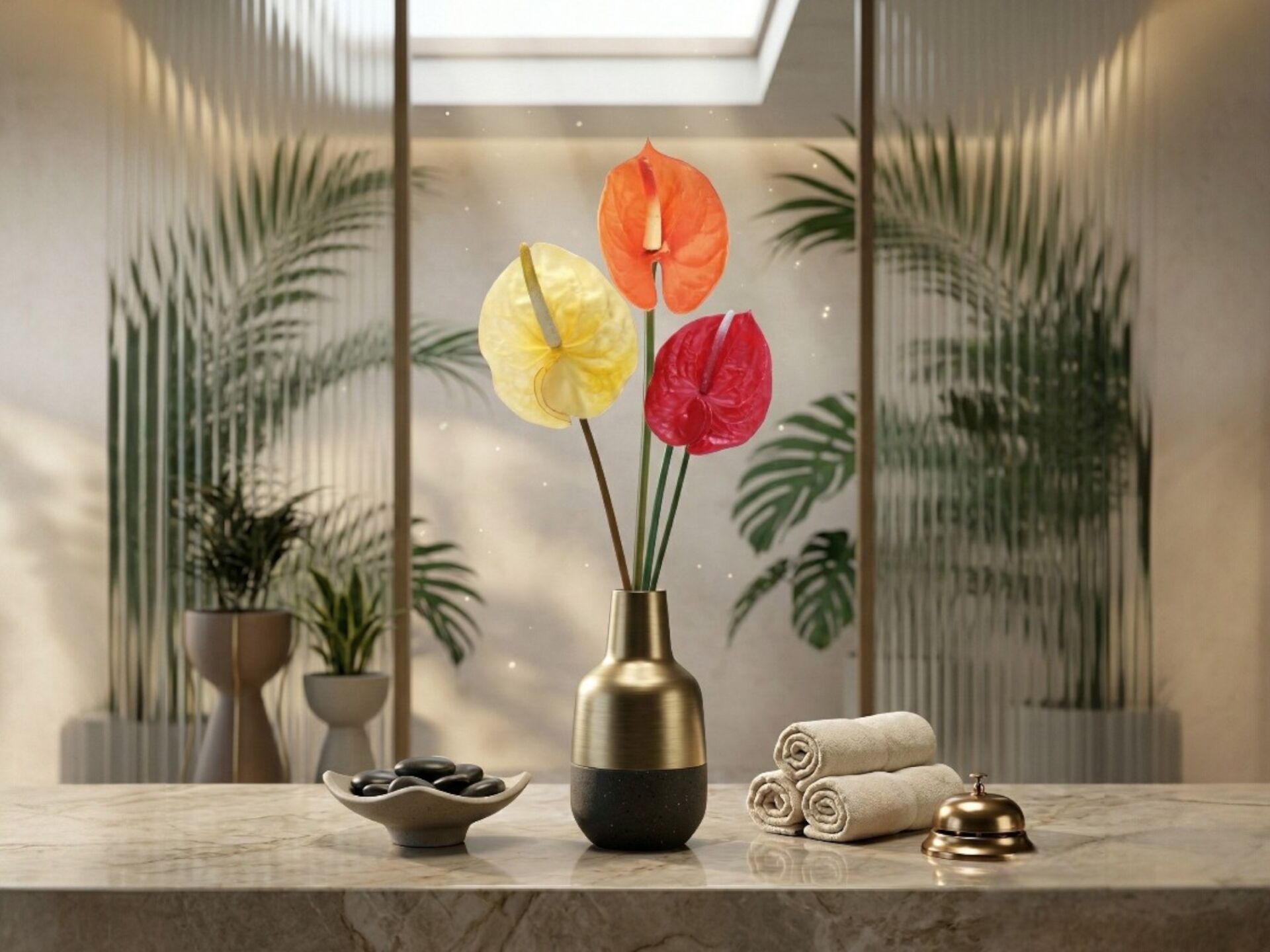 Kırmızı Yapay Antoryum Çiçeği (Silikon, Yıkanabilir) - 60 cm