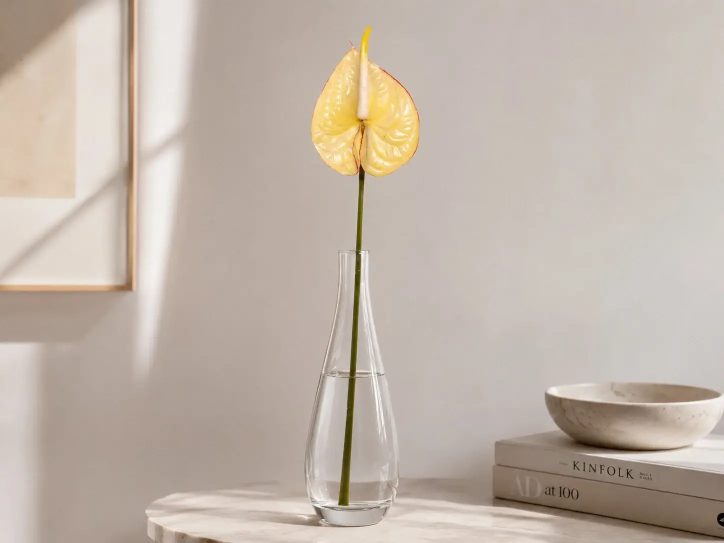 Sarı Yapay Antoryum Dalı 60 cm