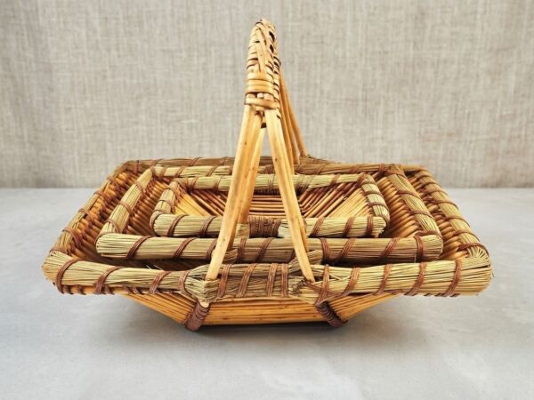 Doğal El Örgüsü Büyük Boy (L) Hasır Sepet (38x22x30 cm)