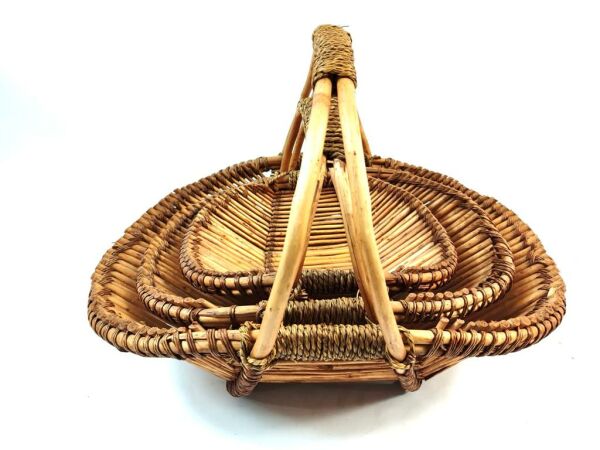Hasır Sepet – Oval Tek Kulplu Sunum Sepeti 52 × 36 × 35 cm