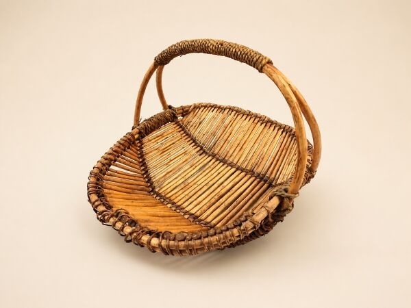 Hasır Sepet – Oval Tek Kulplu Sunum Sepeti 52 × 36 × 35 cm