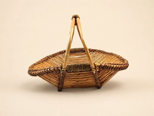 Hasır Sepet – Oval Tek Kulplu Sunum Sepeti 42 × 30 × 28 cm
