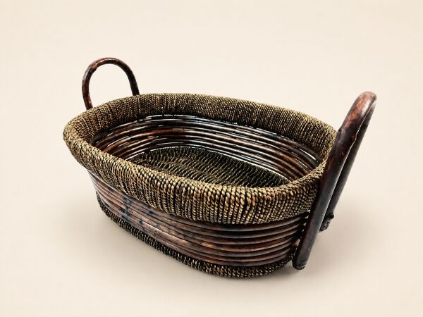 Hasır Sepet – Oval Çift Kulplu Tepsi 36 × 28 × 12 cm