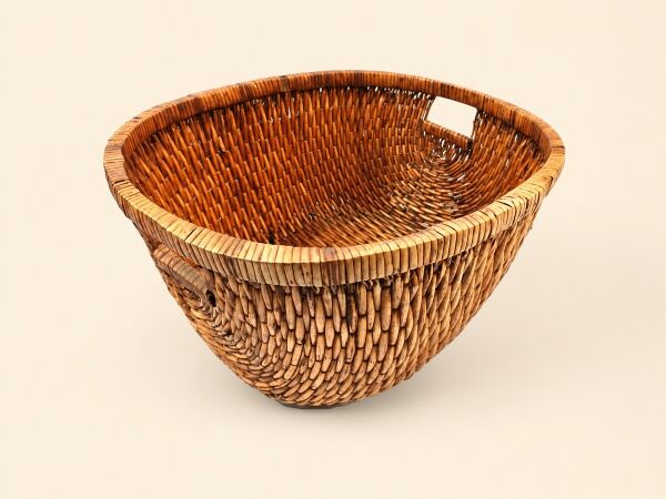 Hasır Sepet – Oval Kulplu Düzenleyici 47 × 34 × 24 cm