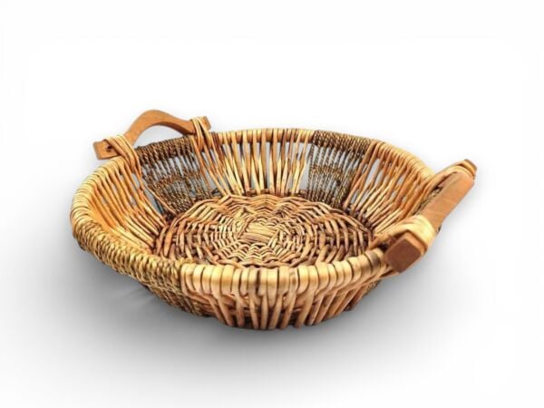 Ahşap Kulplu Dekoratif Hasır Sepet 30cm