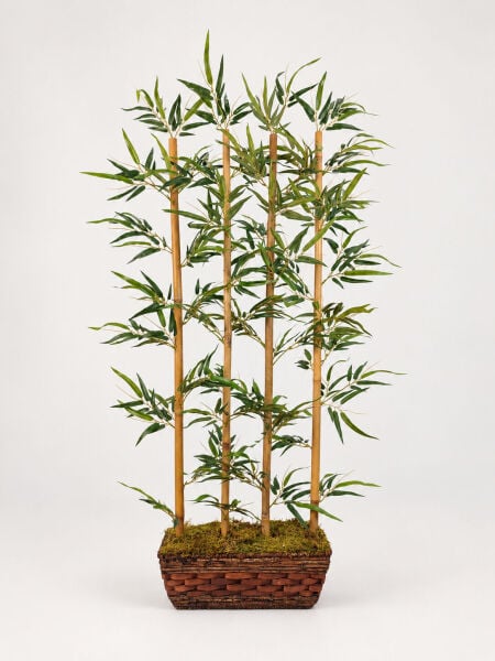 Yapay Bambu Seperatör 125cm - Hasır Saksılı, 4 Gövdeli