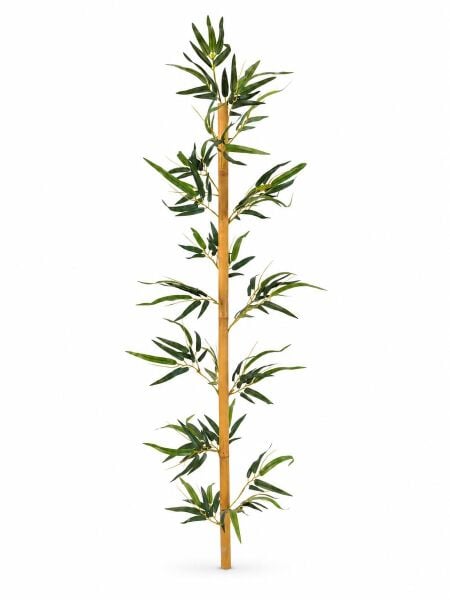 Yapay Bambu Gövde 120 cm - Yeşil Yapraklı