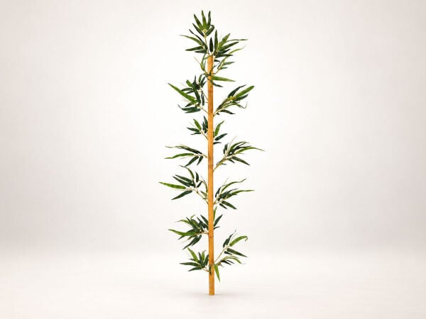 Yapay Bambu Gövde 120 cm - Yeşil Yapraklı