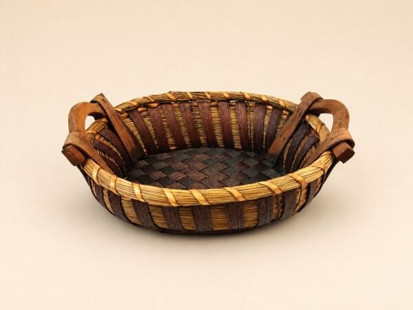 Hasır Sepet – Oval Ahşap Kulplu Tepsi 38 × 28 × 13 cm