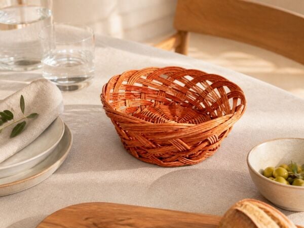 Hasır Sepet – Küçük Yuvarlak Sunum Kasesi 17 × 7 cm