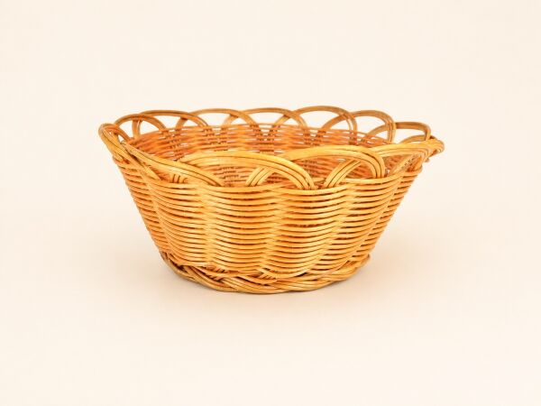 Hasır Sepet – Küçük Yuvarlak Sunum Sepeti 18 × 15 × 7 cm