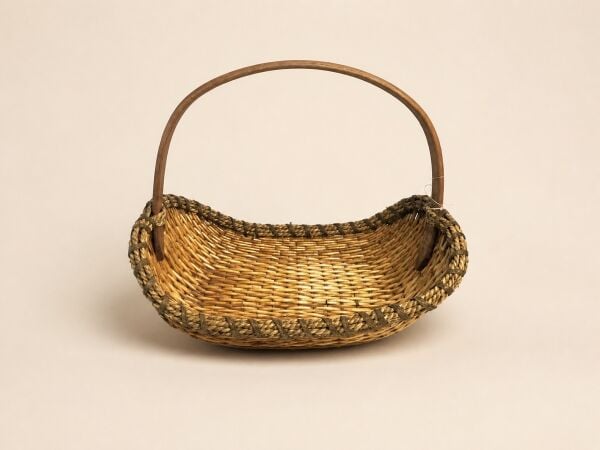 Hasır Sepet – Oval Tek Kulplu Sunum Sepeti 40 × 26 × 30 cm
