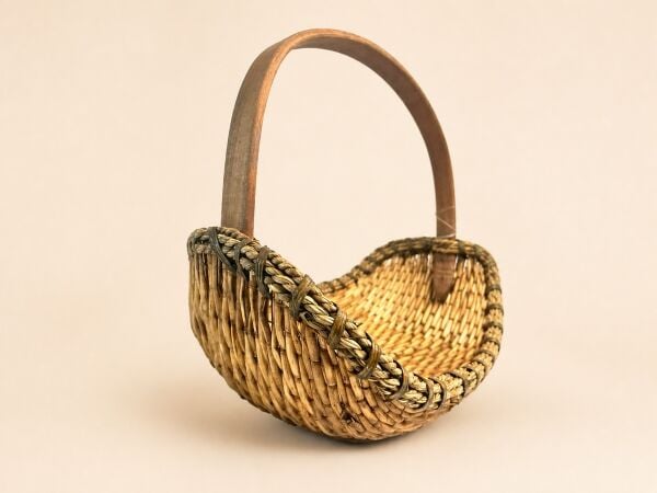Hasır Sepet – Oval Tek Kulplu Sunum Sepeti 40 × 26 × 30 cm