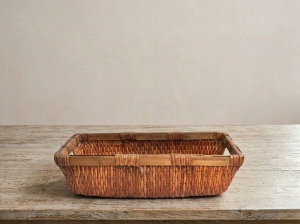 Dekoratif Dikdörtgen Hasır Sepet Düzenleyici Natural Organizer 45cm