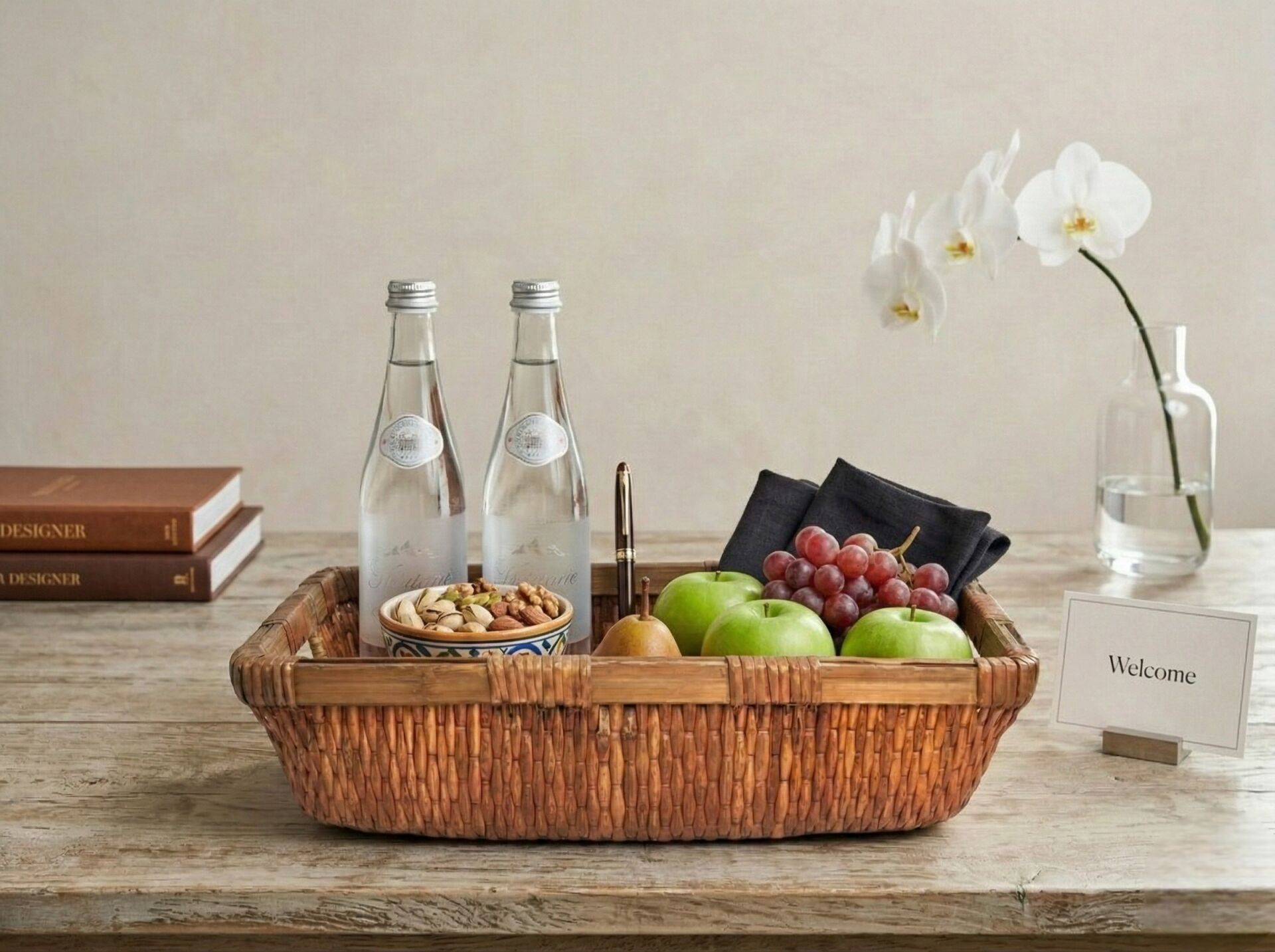 Dekoratif Dikdörtgen Hasır Sepet Düzenleyici Natural Organizer 45cm