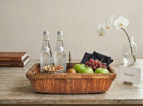 Dekoratif Dikdörtgen Hasır Sepet Düzenleyici Natural Organizer 45cm