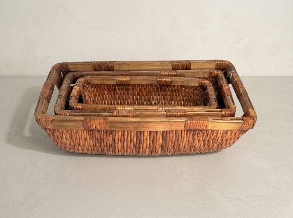 Uzun Dikdörtgen Hasır Organizer Sepet 38 × 15 × 11 cm
