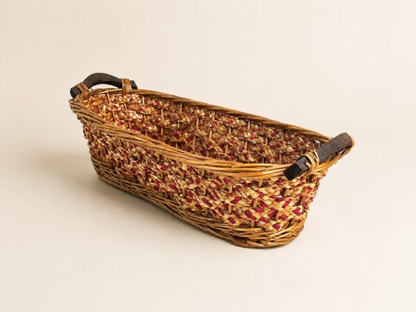 Hasır Sepet – Dar Dikdörtgen Düzenleyici 38 × 17 × 9 cm