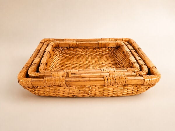 Hasır Sepet – Dikdörtgen Tepsi 33 × 22 × 8 cm
