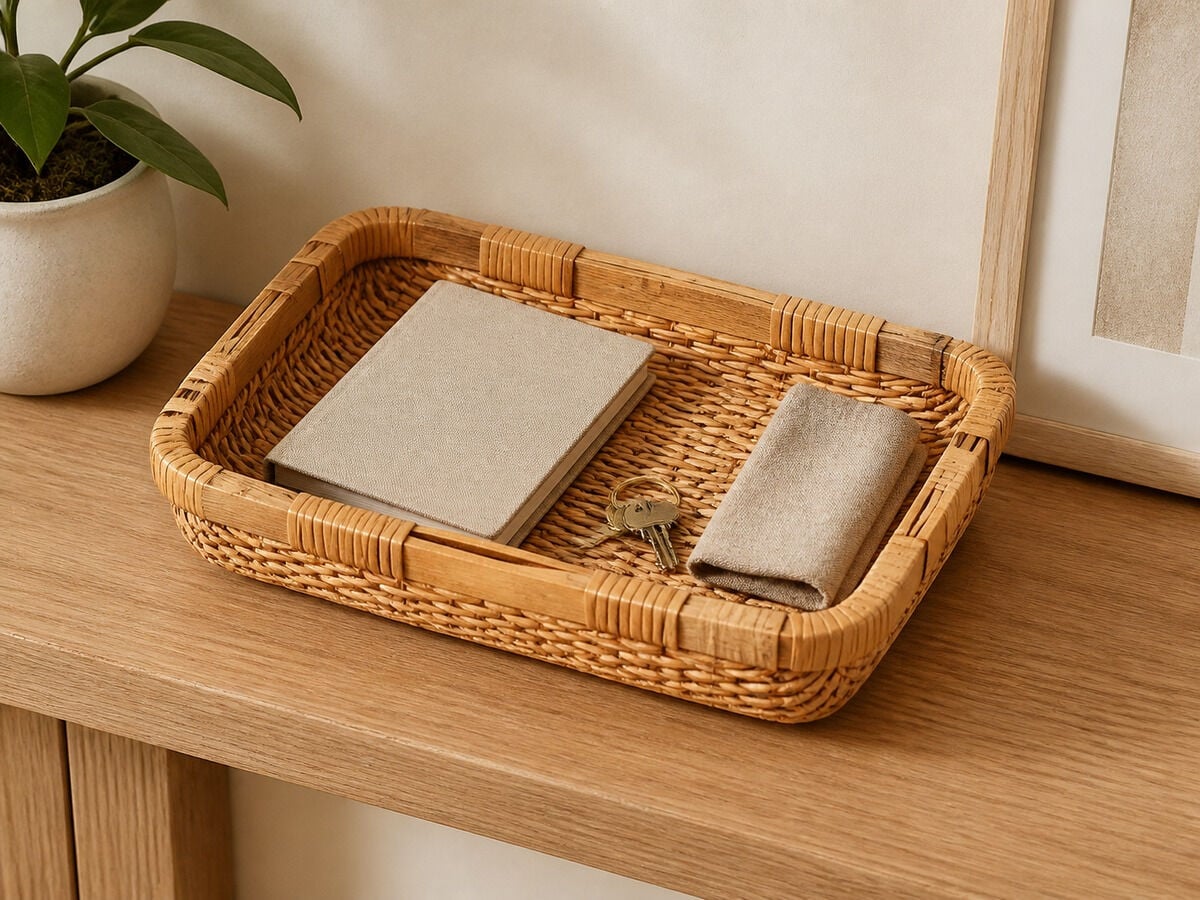 Hasır Sepet – Dikdörtgen Tepsi 33 × 22 × 8 cm