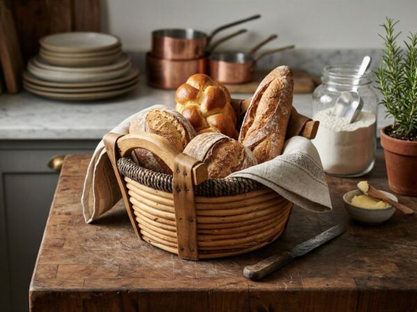 Ahşap Kulplu Dekoratif Hasır Sepet 30cm