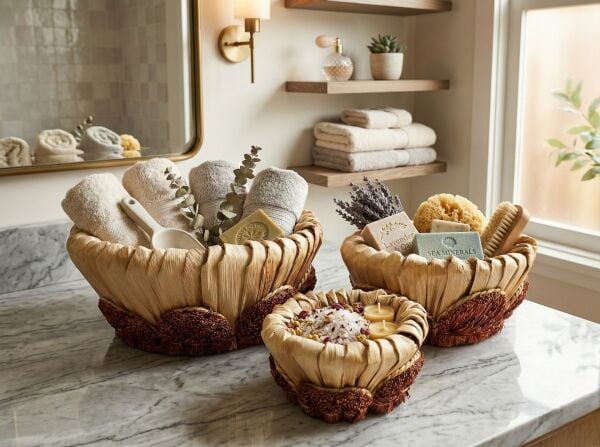 3’lü Hasır Sepet Seti