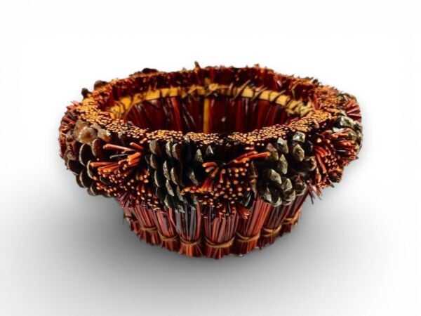 3’lü Hasır Sepet Saksı ve Dekoratif Çiçeklik Seti - Doğal Tasarım