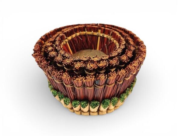 3'lü Dekoratif Hasır Sepet Seti - El Yapımı Düzenleyici ve Hasır Saksı Seti