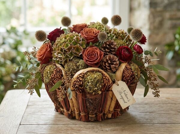 Dekoratif El Yapımı 3'lü Hasır Sepet ve Saksı Seti