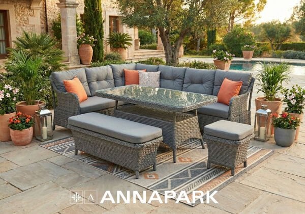 Marbella Köşe ve Masa Takımı Antrasit Rattan - Gri Minder