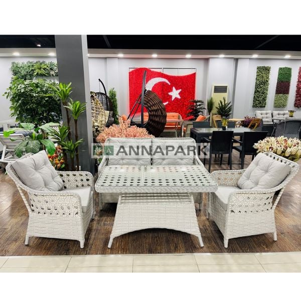 Annapark Home Rattan Balkon Bahçe 2'li Koltuk ve Masa Takımı