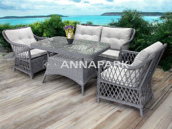 Annapark Bahama Rattan Balkon Bahçe 2'li Koltuk ve Masa Takımı