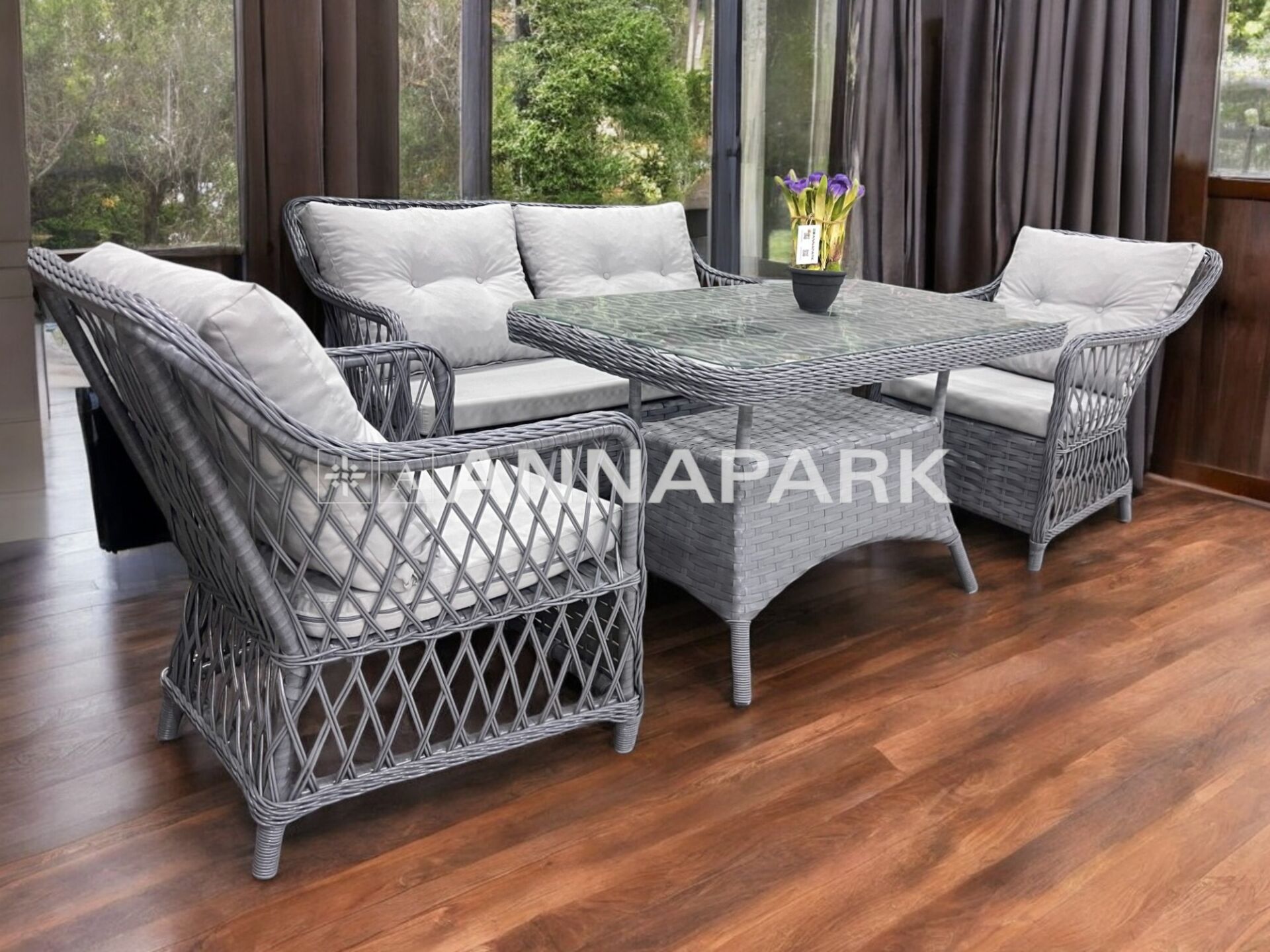 Annapark Bahama Rattan Balkon Bahçe 2'li Koltuk ve Masa Takımı