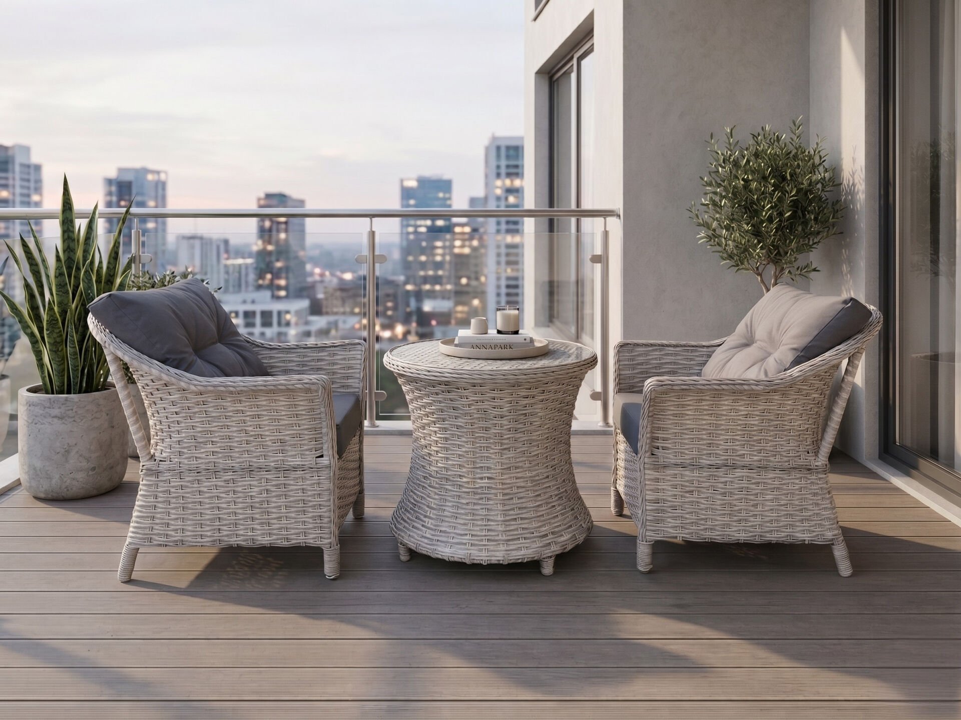 Westin Balkon Masa Takımı – Açık Gri