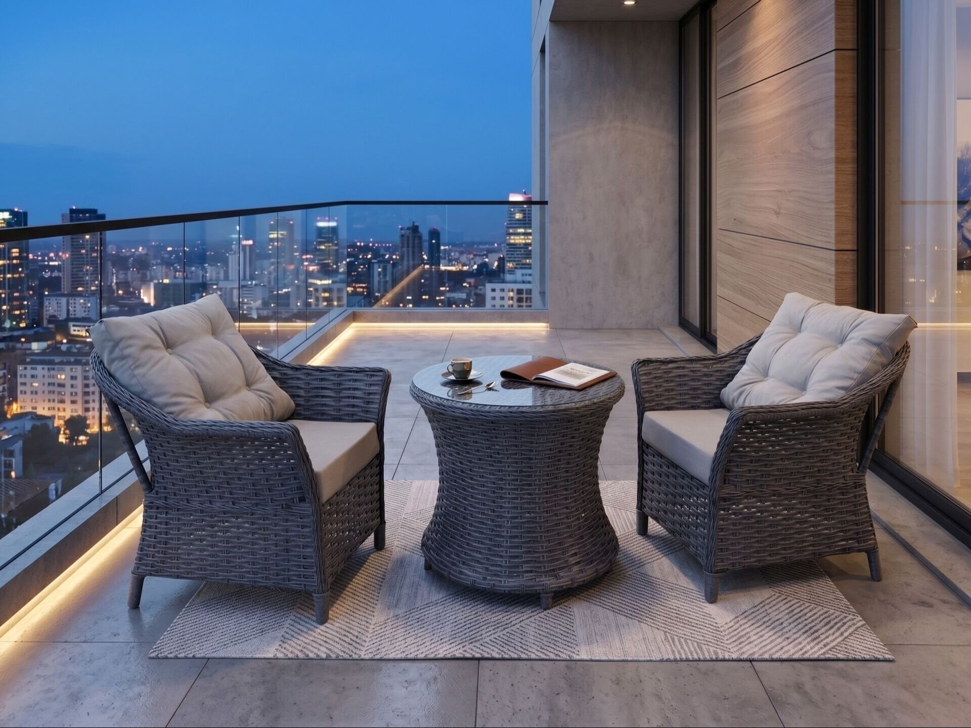 Rattan Balkon Masa Sandalye Takımı Westin Antrasit