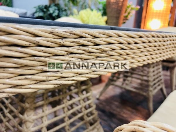 Shangrila 6 Kişilik Rattan Yemek Takımı - Cappucino