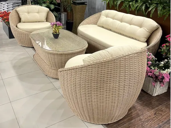 Rattan Masalı Bahçe Oturma Grubu Rodos Cappuccino