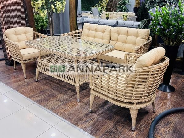 Shangrila Rattan Oturma Grubu - Cappucino / Krem