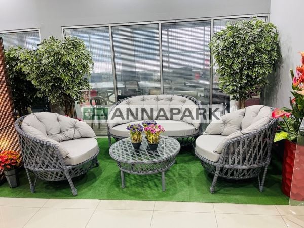Rattan Masalı Bahçe Oturma Grubu Dubai Koyu Gri
