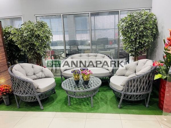 Balkon ve Bahçe Oturma Grubu Dubai Koyu Gri Rattan