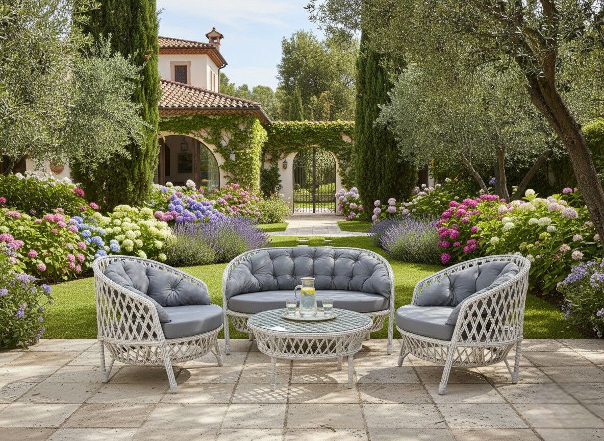 Dubai Rattan Bahçe Mobilyası Takımı | 2'li Takım - Açık Gri