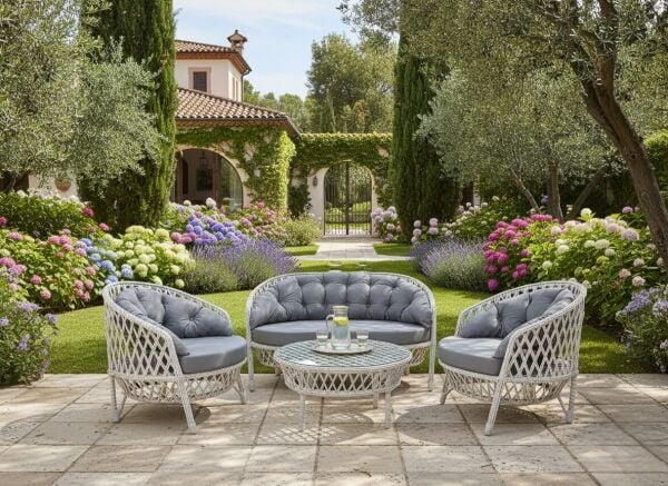 Dubai Rattan Bahçe Mobilyası Takımı | 2'li Takım - Açık Gri